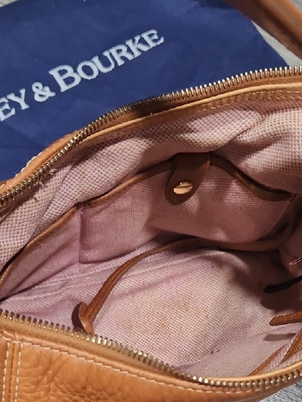 Dooney & Bourke Pebbled Leather Shoulder Bag in Cognac Brown - Picture 10 of 11